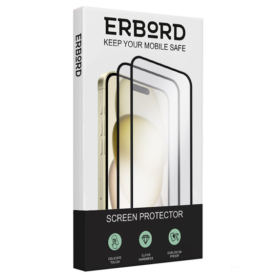 2x Szkło + szybka na aparat żółte do iPhone 15 Plus, ERBORD Hartowane 3D