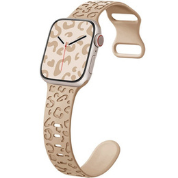 Pasek Silikonowy do Apple Watch 1/2/3/4/5/6/7/8/9/10/11/SE 38/40/41/42mm, Leopard, Jasnobrązowy