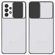 Etui do Samsung Galaxy A72, z ochroną aparatu, przezroczyste / czarne