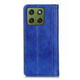 Etui z klapką do Motorola Edge 70, Split Leather, niebieskie