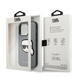 Etui Karl Lagerfeld do iPhone 14 Pro, Saffiano Karl's Head Patch, srebrne