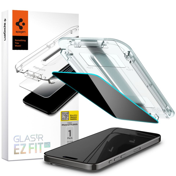 Spigen Glas. ”EZ FIT” Szkło Hartowane prywatyzujące do iPhone 15 Pro Max