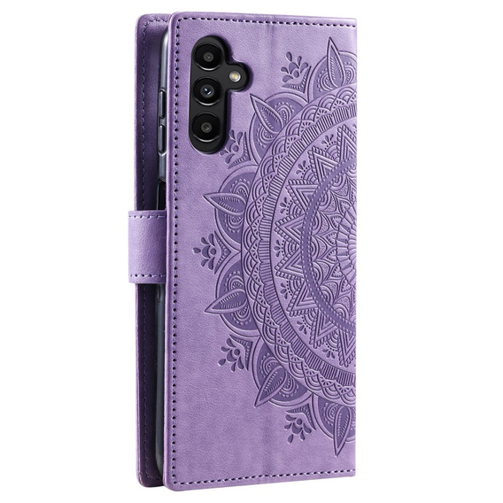 Etui z klapką do Samsung Galaxy A25 5G, Mandala Flower, fioletowe + szkło 9H