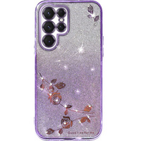 Etui do Samsung Galaxy S23 Ultra, Glitter Flower, fioletowe