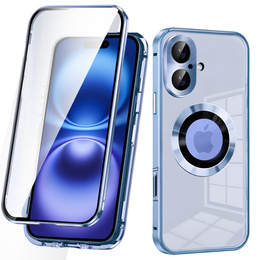Etui do iPhone 16, Dual Glass, do Magsafe, niebieskie