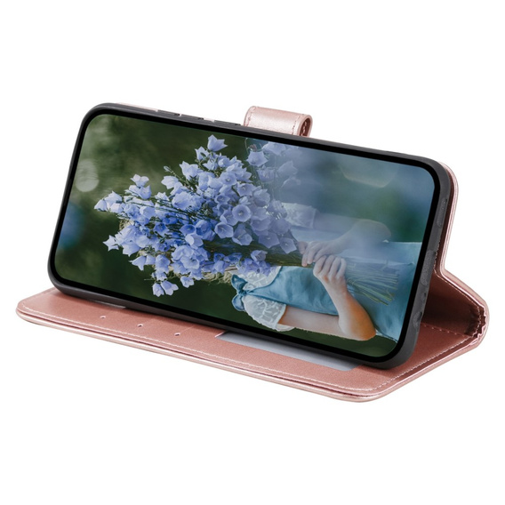 Etui z klapką do Oppo A17, Mandala, różowe rose gold