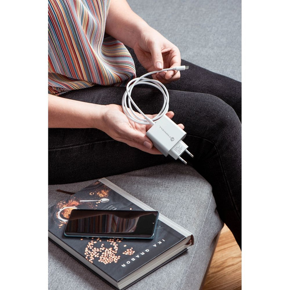 Forcell F-Energy TFK‑TC‑45WPD – Szybka ładowarka sieciowa USB-C 45 W QC4.0/PD - Biała
