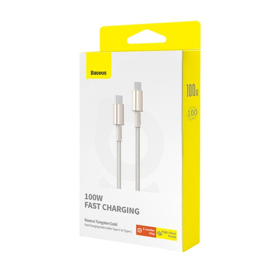 Baseus Tungsten Gold Kabel USB-C do USB-C 100W 1m – szybkie ładowanie, Titanium złoty