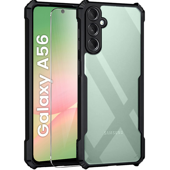 Etui do Samsung Galaxy A56 5G, AntiDrop Hybrid, czarne + Szkło hartowane 9H