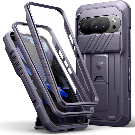 Etui pancerne do Google Pixel 10 / 10 Pro, Dexnor Full Body (Two Frames), fioletowe