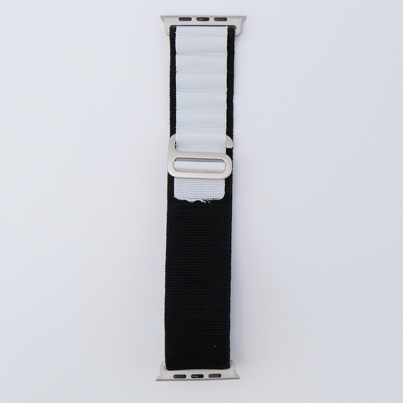 Pasek Nylonowy do Apple Watch 1/2/3/4/5/6/7/8/9/10/11/SE Ultra 1/2/3 42/44/45/46/49mm, Czarny / Biały