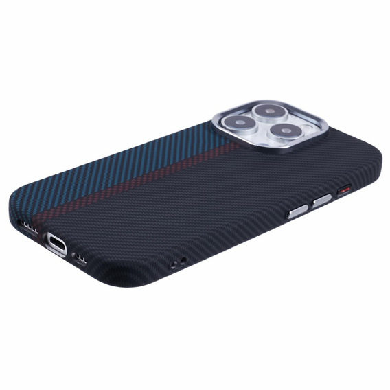Etui do iPhone 16 Pro Max, Carbon Fiber MagSafe, czarne / niebieskie