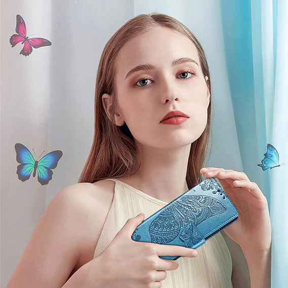 Etui z klapką do Motorola Edge 60 Fusion, Butterfly, niebieskie