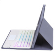 Etui z podświetlaną klawiaturą bluetooth touchpad do iPad 11" 2025 A16 (11 gen.) / iPad 10.9" 2022 (10 gen.), fioletowe