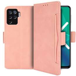 Etui z klapką do Oppo Reno5 Lite, Card Slot, różowe