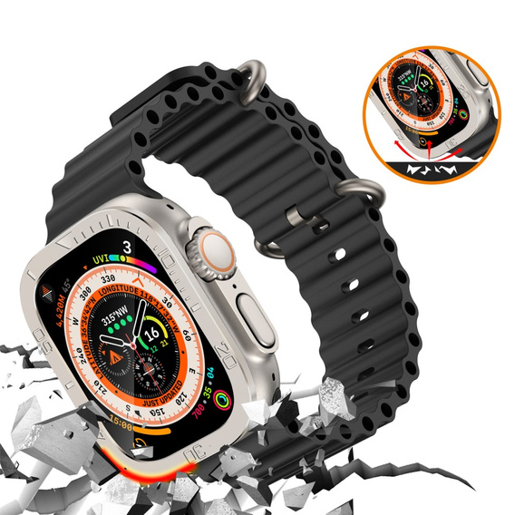 Szkło Hartowane z Ramką do Apple Watch Ultra 49mm, Srebrne