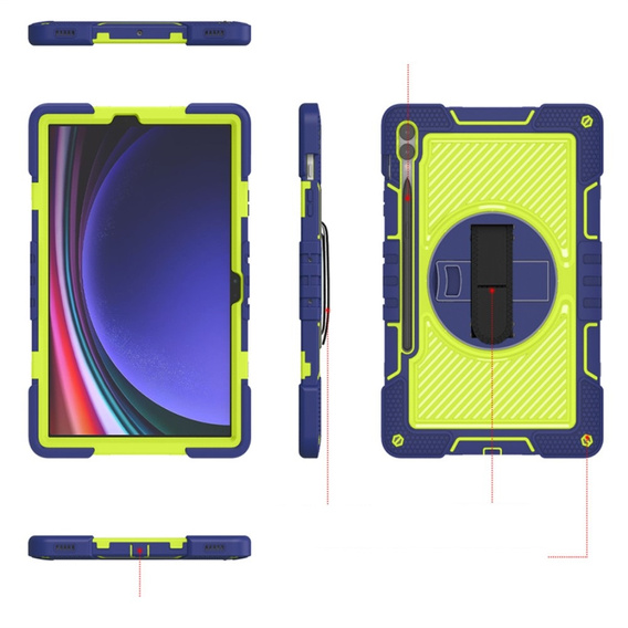 Etui do Samsung Galaxy Tab S9+, Pancerne Ochronne, Niebieskie / Żółte