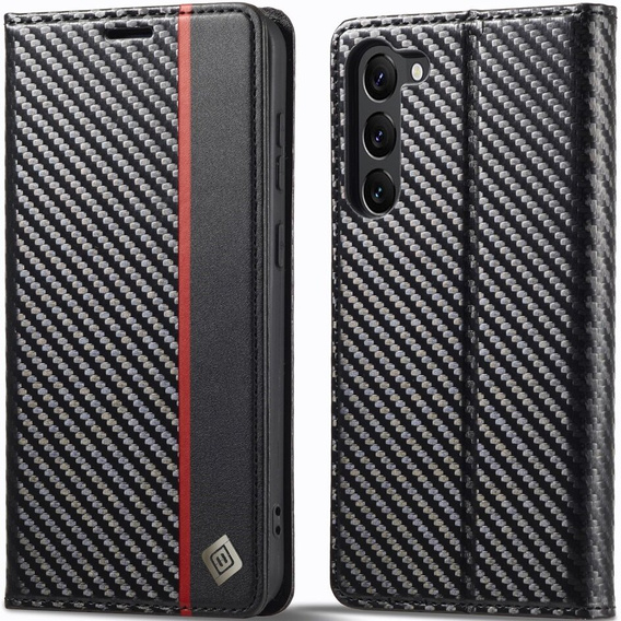 Etui z klapką do Samsung Galaxy S24, Carbon LC.IMEEKE, czarne