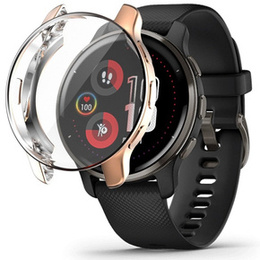 2w1 Etui z Osłoną Silikonową na ekran do Garmin Venu 2 Plus, Różowe złoto