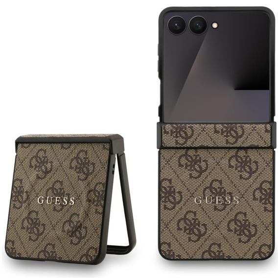 Etui GUESS do Samsung Galaxy Z Flip7, 4G Ring Classic Logo, brązowe
