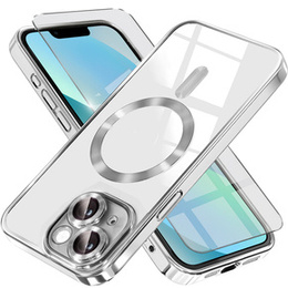 Etui do iPhone 13, Electro MagSafe, srebrne + Szkło na ekran