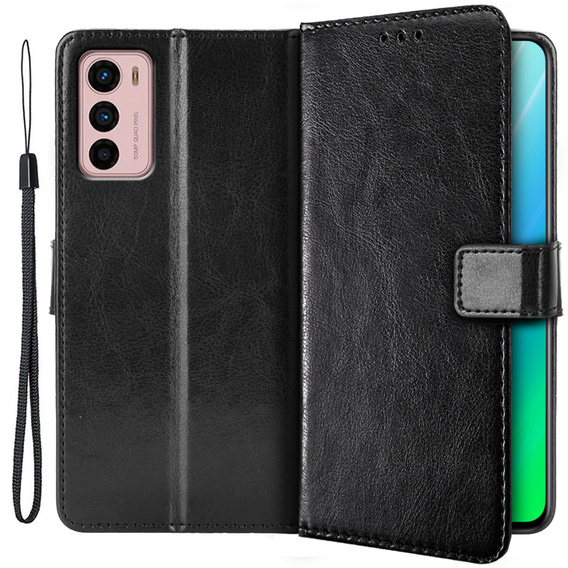 Etui z klapką do Motorola Moto G42 4G, Crazy Horse Wallet, czarne