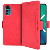 Etui z klapką do Motorola Moto G22, Card Slot, czerwone