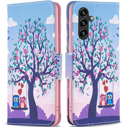 Etui z klapką do Samsung Galaxy A15, Wallet, two owls + szkło 9H