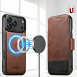 Etui z klapką 2w1 SUTENI do iPhone 17 Pro Max, do MagSafe, brązowe