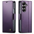 Etui z klapką CASEME do Samsung Galaxy Z Fold7 5G Litchi Wallet – fioletowe