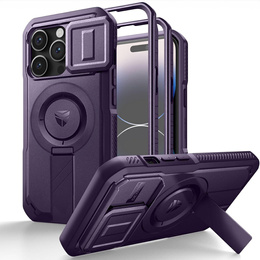 Etui Dexnor do iPhone 14 Pro – magnetyczne, z przesuwaną osłoną aparatu - fioletowe