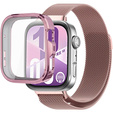 Bransoleta Milanese + Etui z osłoną na ekran do Huawei Watch Fit 4 Pro, Różowa