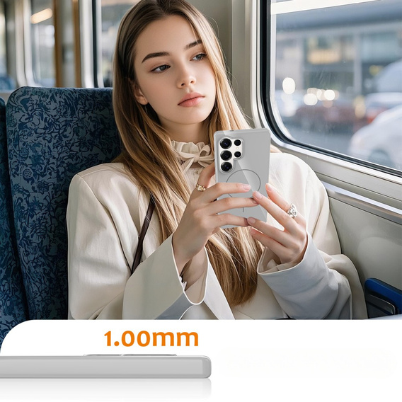 Etui do Samsung Galaxy S25 Ultra z paskiem, magnetyczne MagSafe  – białe