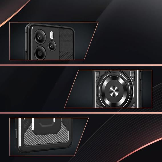 Etui Magnetyczne z Podstawką do Xiaomi Redmi Note 14 4G – Czarne