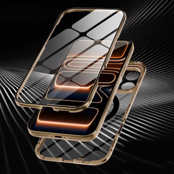 Etui do iPhone 17 Pro Max, Magnetic Dual Glass, do MagSafe, złote
