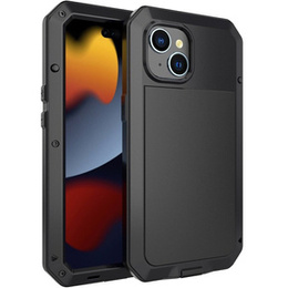 Etui do iPhone 15, pancerne, z wbudowanym szkłem, czarne