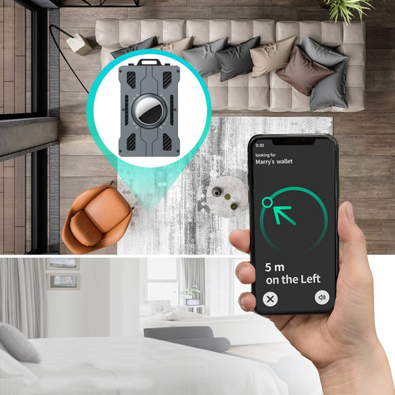 Etui na kartę z miejscem na AirTag 2 / 1, Multifunction Case, Czarne