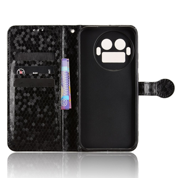 Etui z klapką do Realme GT 8 Pro, Wallet Rhombus, czarne