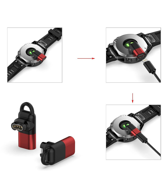 Mini złącze / Adapter Lightning do zegarków Garmin, Czarny/Czerwony