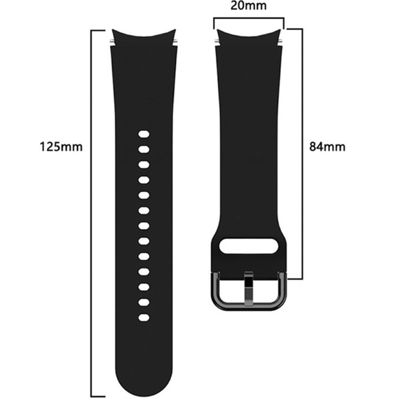 Pasek Silikonowy do Samsung Galaxy Watch 4/5/6/7 40/42/43/44/45/46/47mm, Czarny