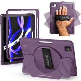 Etui Dexnor 360° do iPad Pro 11 2024 (5 gen.), z paskiem i miejscem na rysik - fioletowe