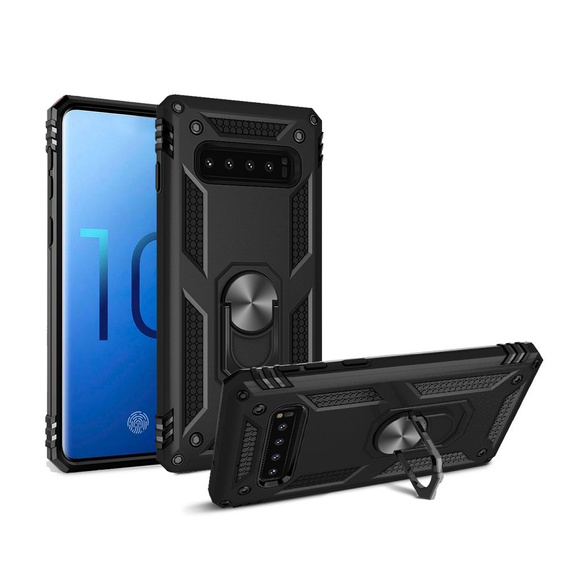 Etui pancerne do Samsung Galaxy S10+ Plus, Nox Case Ring, czarne