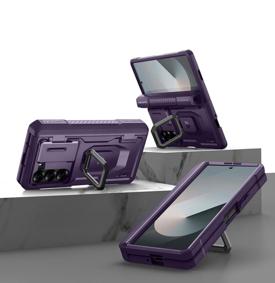 Etui pancerne do Samsung Galaxy Z Fold 6 5G, Dexnor Camera Slide S-Pen Slot, fioletowe