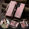 Etui CASEME do Samsung Galaxy A56 5G, Retro Leather Wallet, z paskiem, różowe