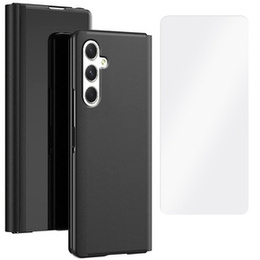 Zestaw Etui do Samsung Galaxy A54, Clear View z klapką, Czarne + szkło