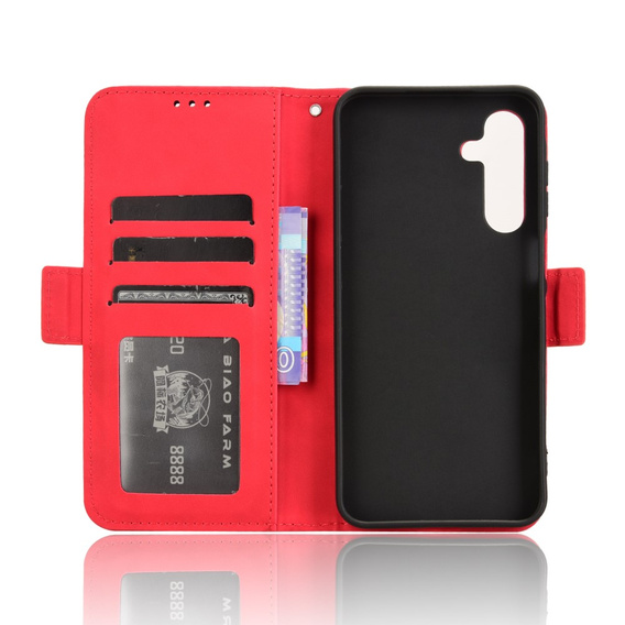 Etui z klapką do Samsung Galaxy A16 / A16 5G, Card Slot, czerwone