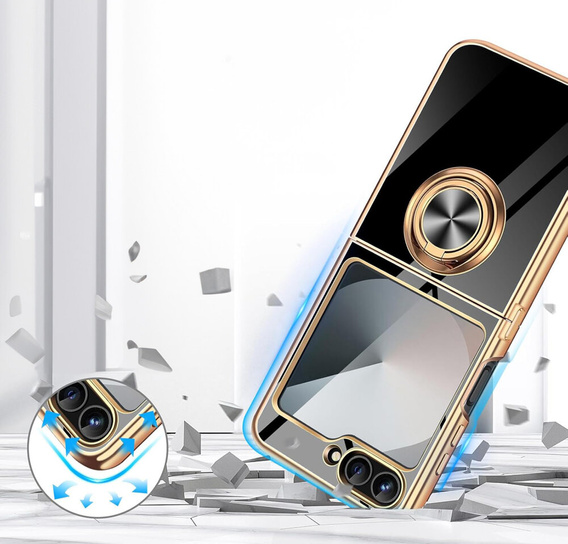 Etui do Samsung Galaxy Z Flip7 FE / Z Flip6, Electro Ring, czarne