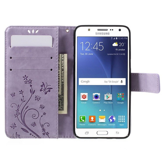 Etui z klapką do Samsung Galaxy J5 2016, Butterfly, fioletowe