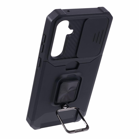 Etui pancerne do Samsung Galaxy S23 FE, Camera Slide Card Slot, czarne + szkło 9H