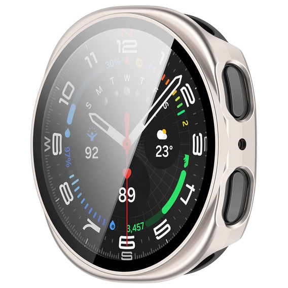 2w1 Etui + Szkło Hartowane do Samsung Galaxy Watch 8 44mm, Beżowe